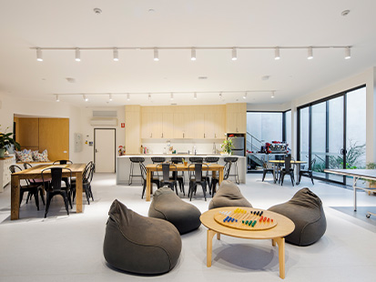 Jimmys Youth Wellbeing Sanctuary indoors kitchen common room